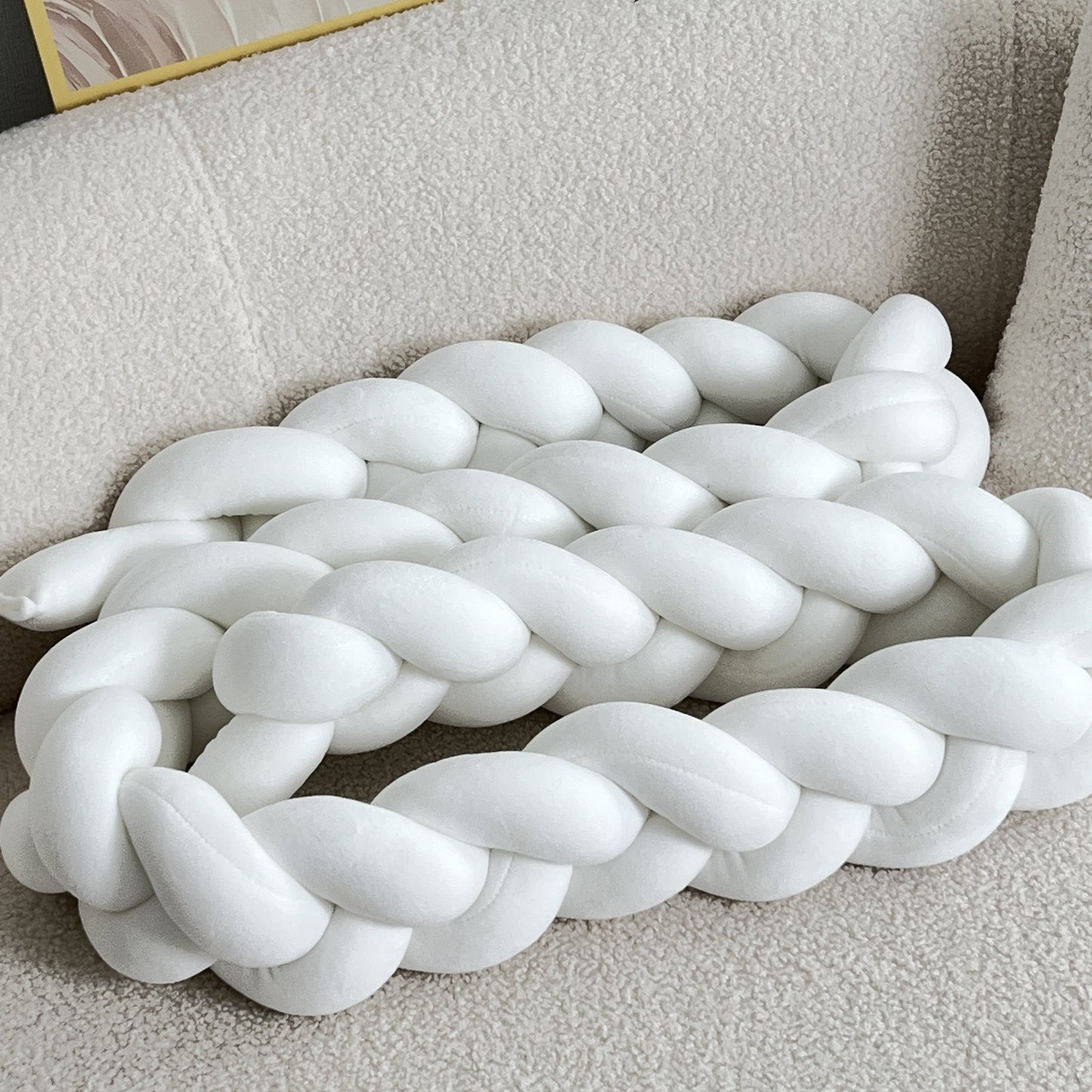 Braided Floor Cushion | Chunky Knit Floor Pillow | Modern Cream Seating | Decorative Home Accent | Brick by Brick