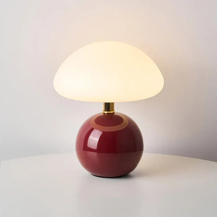 Mushroom-Style Table Lamp | 7.9 × 8.7 in | Cream Ceramic | Modern Bauhaus Design | LED Ambient Light | Brick by Brick