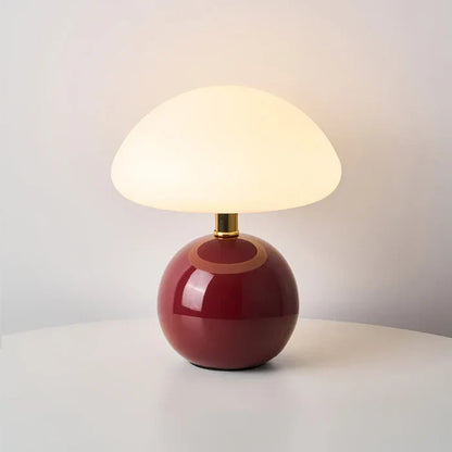 Mushroom-Style Table Lamp | 7.9 × 8.7 in | Cream Ceramic | Modern Bauhaus Design | LED Ambient Light | Brick by Brick