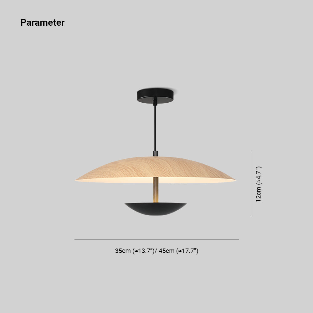 Nordic LED Frisbee Pendant Light | 13.8/17.7" x 4.7 in | Wood & Brown | Metal fixture | Brick by Brick