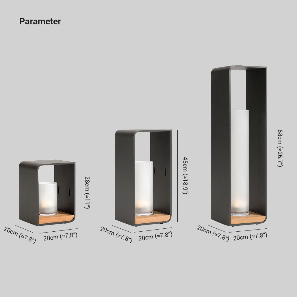 Orr Solar Outdoor Floor Lamp | 7.8 x 11 in / 18.9 in / 26.7 in | Cuboid Minimalist LED | IP65 Weatherproof | Brick by Brick