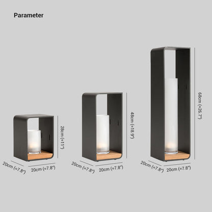 Orr Solar Outdoor Floor Lamp | 7.8 x 11 in / 18.9 in / 26.7 in | Cuboid Minimalist LED | IP65 Weatherproof | Brick by Brick