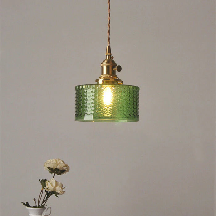 Cylinder Glass Pendant Light | Vintage Elegance | Adjustable Height 59" | Warm Glow for Modern Homes | Brick by Brick