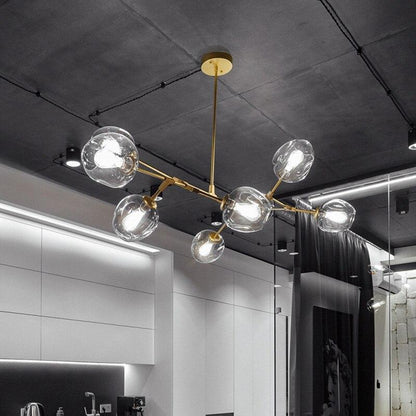 Nordic Modern Glass Pendant Light | H 31.5 - 39.3 in | Clear Bubble Design | Adjustable Brass Ceiling Fixture | Brick by Brick