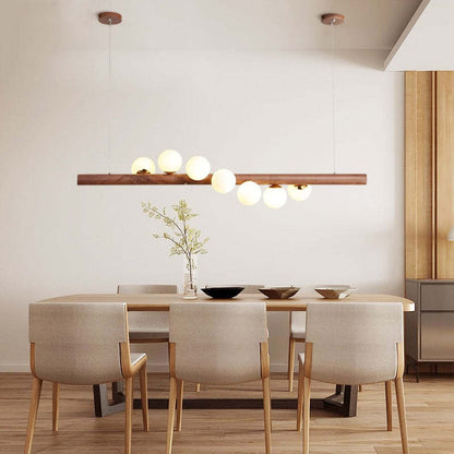 Glass Bubble Pendant Light | 31.5 - 47.2 in | Wood Walnut | Modern LED Ceiling Light | Living Room | Dining Room | Brick by Brick