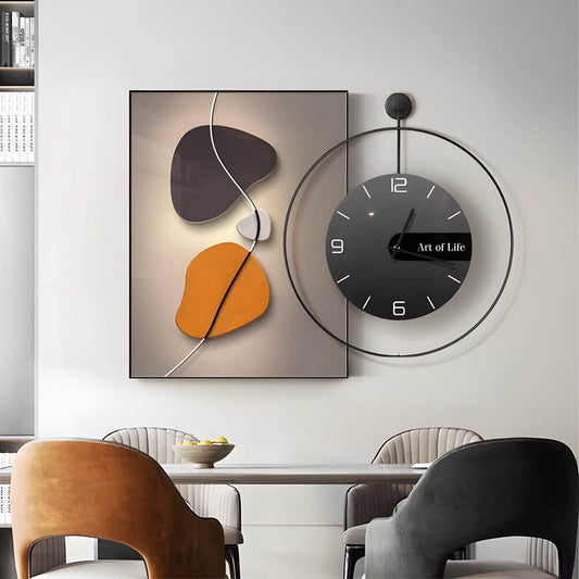 Geometric Silent Wall Clock | Modern Canvas Wall Art | Noiseless Design | 20"