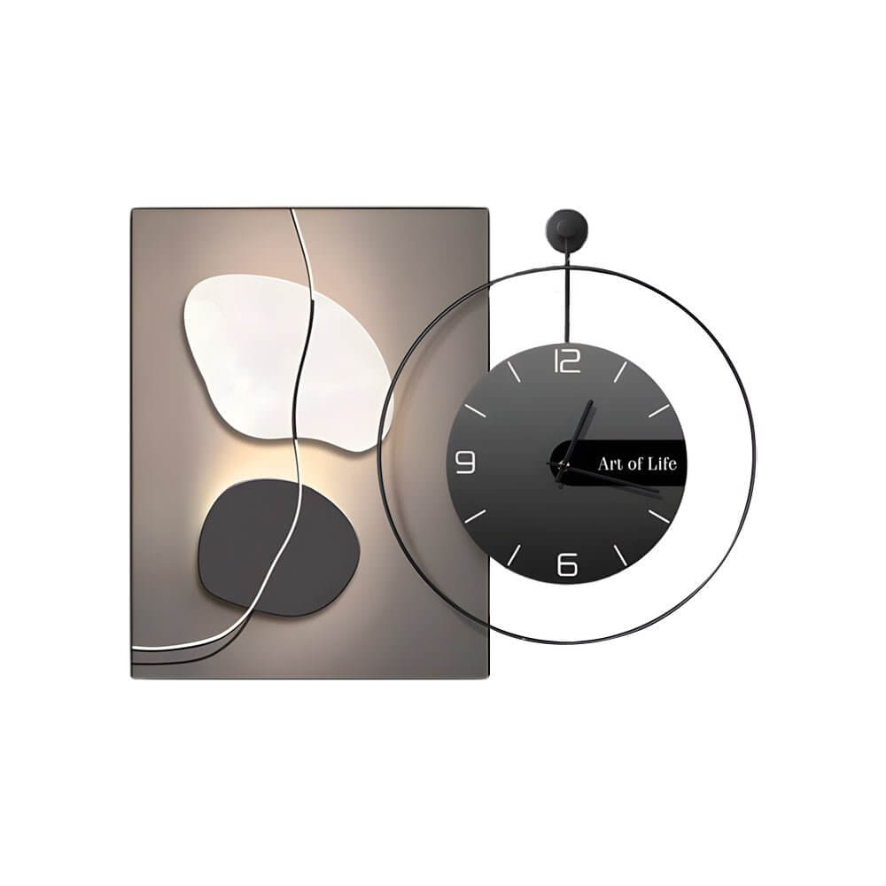 Geometric Silent Wall Clock | Modern Canvas Wall Art | Noiseless Design | 20"