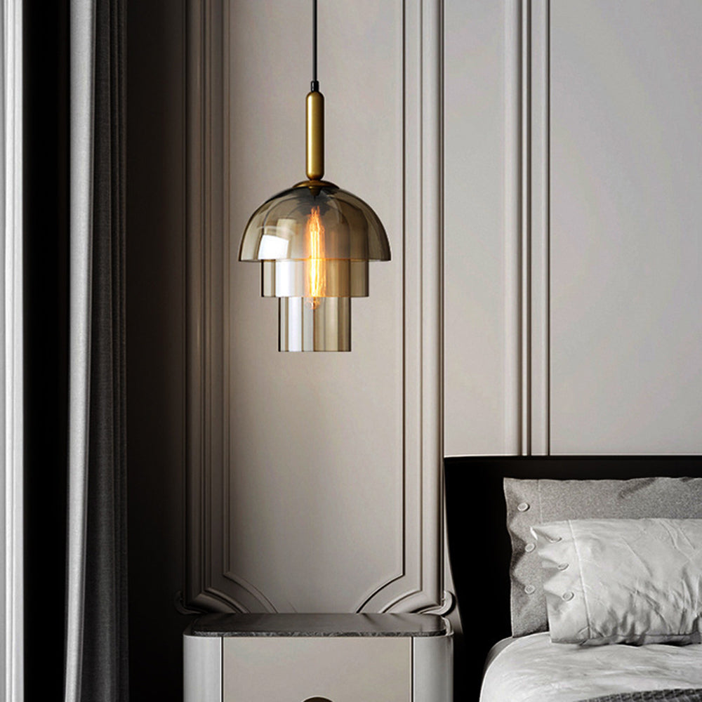 Glass Dome Pendant Light | Ceiling Light Fixture | H7.09-11.02 in | Modern Glass & Metal | Adjustable Hanging | Brick by Brick
