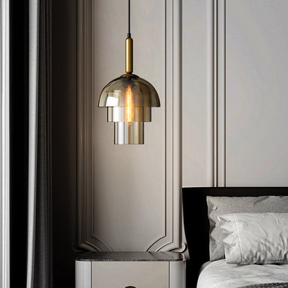 Glass Dome Pendant Light | Ceiling Light Fixture | H7.09-11.02 in | Modern Glass & Metal | Adjustable Hanging | Brick by Brick