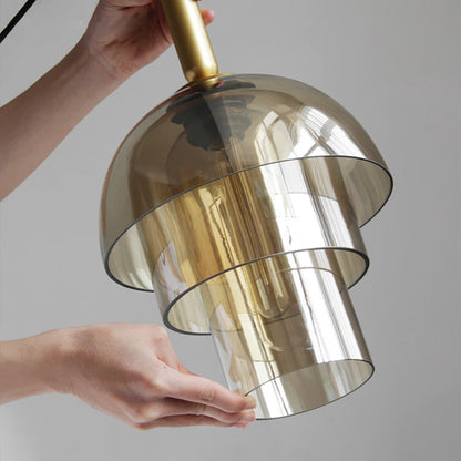 Glass Dome Pendant Light | Ceiling Light Fixture | H7.09-11.02 in | Modern Glass & Metal | Adjustable Hanging | Brick by Brick