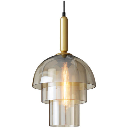 Glass Dome Pendant Light | Ceiling Light Fixture | H7.09-11.02 in | Modern Glass & Metal | Adjustable Hanging | Brick by Brick