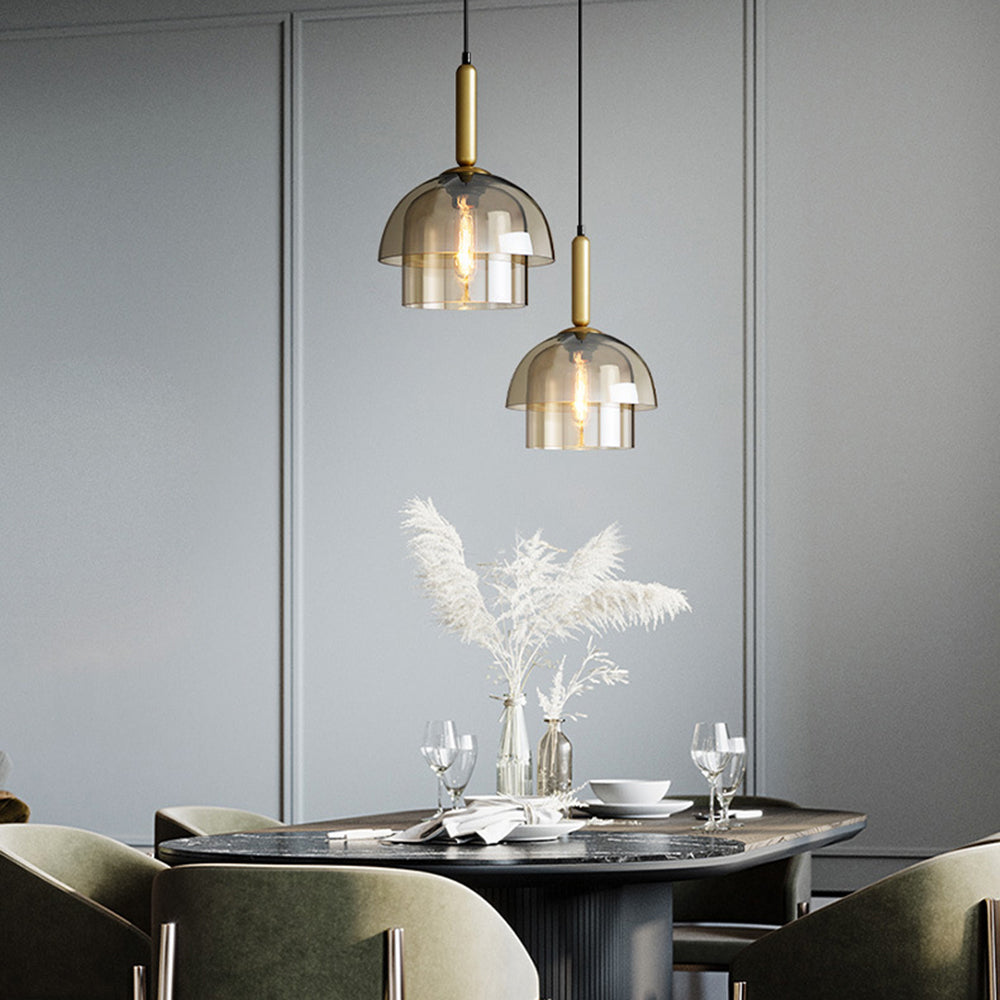 Glass Dome Pendant Light | Ceiling Light Fixture | H7.09-11.02 in | Modern Glass & Metal | Adjustable Hanging | Brick by Brick