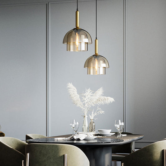 Glass Dome Pendant Light | Ceiling Light Fixture | H7.09-11.02 in | Modern Glass & Metal | Adjustable Hanging | Brick by Brick