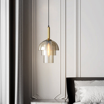 Glass Dome Pendant Light | Ceiling Light Fixture | H7.09-11.02 in | Modern Glass & Metal | Adjustable Hanging | Brick by Brick