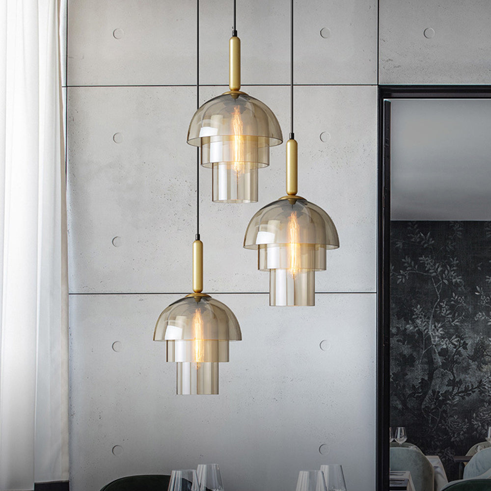 Glass Dome Pendant Light | Ceiling Light Fixture | H7.09-11.02 in | Modern Glass & Metal | Adjustable Hanging | Brick by Brick