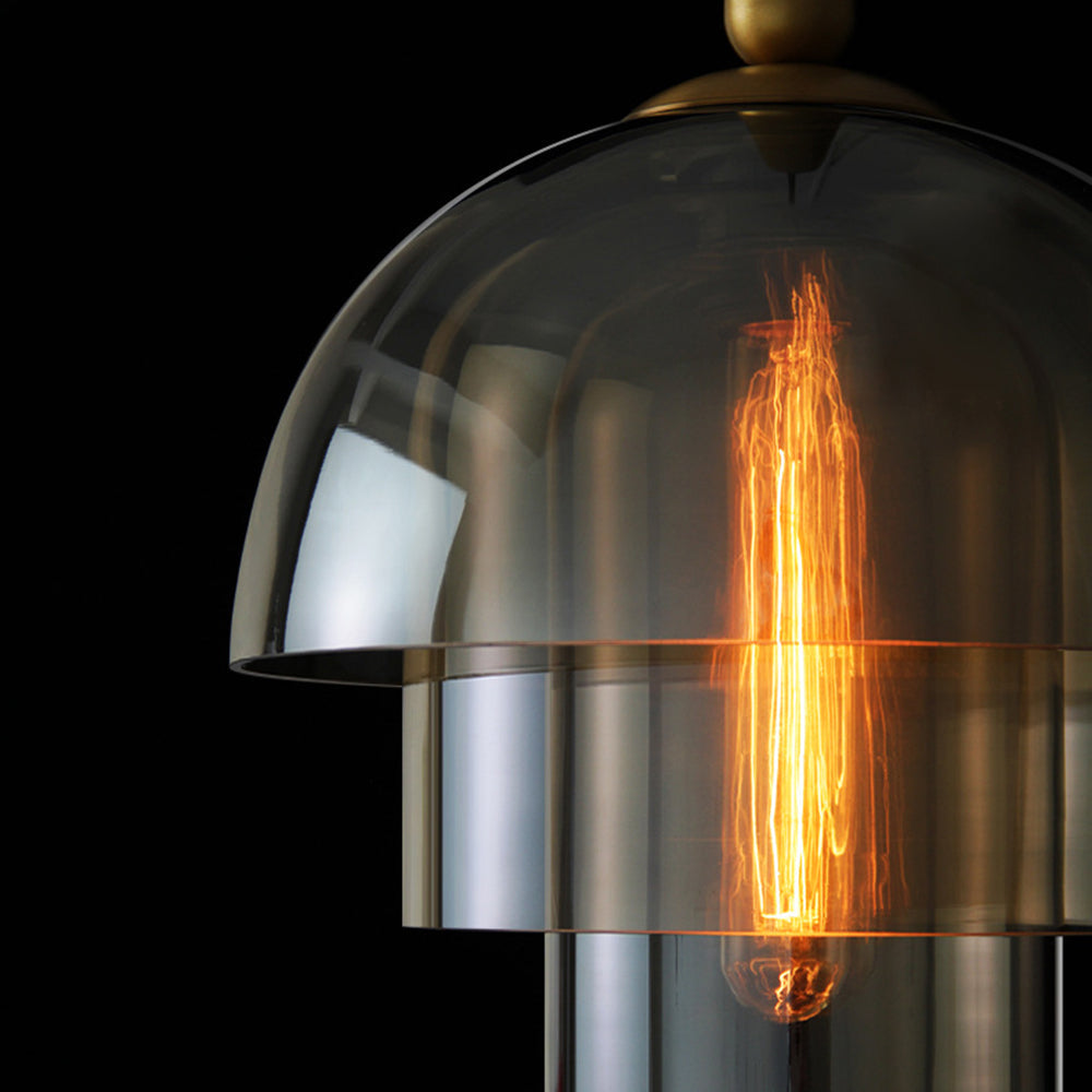 Glass Dome Pendant Light | Ceiling Light Fixture | H7.09-11.02 in | Modern Glass & Metal | Adjustable Hanging | Brick by Brick