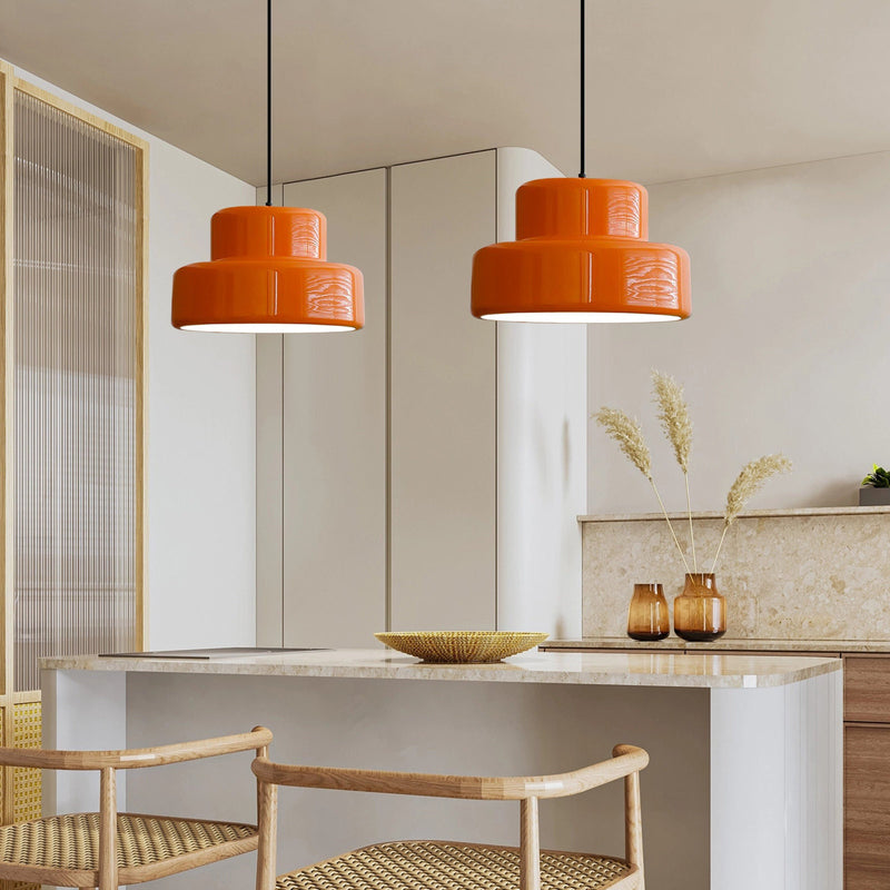 Bauhaus Vintage Orange Pendant Light |7.87 x 13.78 in | Retro Hanging Fixture | Bold Statement Piece | Brick by Brick