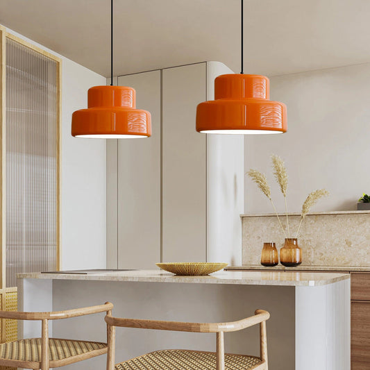 Bauhaus Vintage Orange Pendant Light |7.87 x 13.78 in | Retro Hanging Fixture | Bold Statement Piece | Brick by Brick
