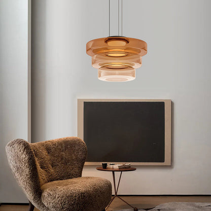 Creative Glass Pendant Lamp | Single layers- Three Layers | Modern Round Design | Warm LED Hanging Light | Brick by Brick