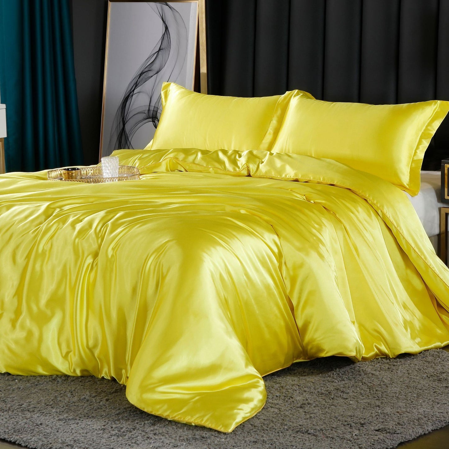 Luxury Silk Bedding Set | 47.2 - 70.9 in | 100% Pure Silk 4-Piece Collection | Soft Breathable Bed Linen | Brick by Brick