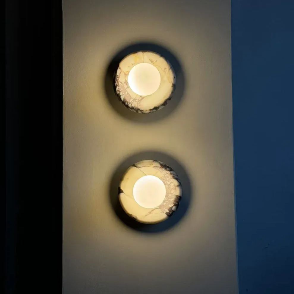 Round Marble Wall Lamp | 7.9 x 5.1 | Minimalist Design | Indoor LED Lighting | Brick by Brick