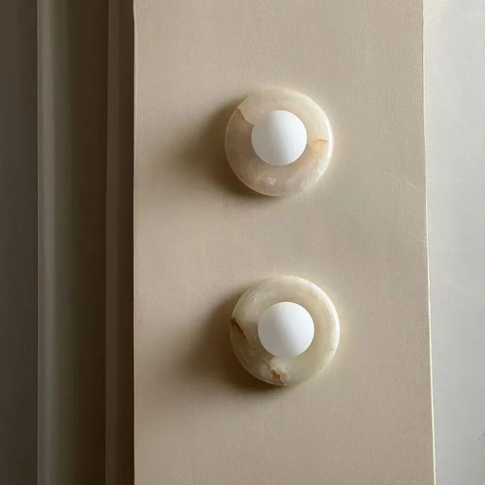 Round Marble Wall Lamp | 7.9 x 5.1 | Minimalist Design | Indoor LED Lighting | Brick by Brick