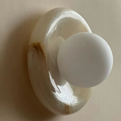 Round Marble Wall Lamp | 7.9 x 5.1 | Minimalist Design | Indoor LED Lighting | Brick by Brick