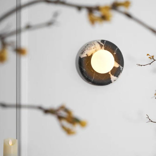 Round Marble Wall Lamp | 7.9 x 5.1 | Minimalist Design | Indoor LED Lighting | Brick by Brick