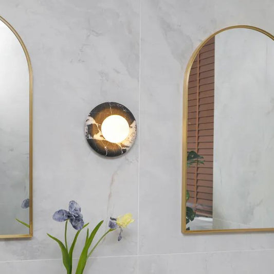 Round Marble Wall Lamp | 7.9 x 5.1 | Minimalist Design | Indoor LED Lighting | Brick by Brick