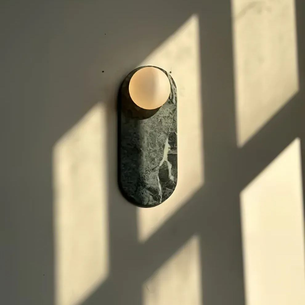 Minimalist Marble Glass Wall Lamp | 5.5 x 13.8 in Elegant Indoor Sconce | Brick by Brick