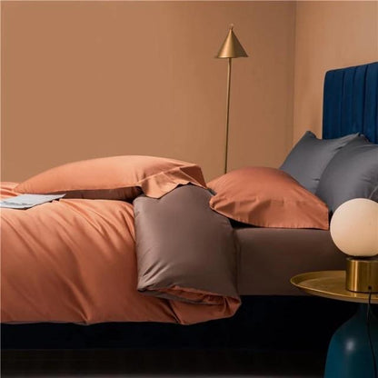 Egyptian Cotton Duvet Set | 78.8 or 86.6 in | Reversible Luxury Bedding | Soft Durable 3-Piece Cotton Comforter Cover | Brick by Brick