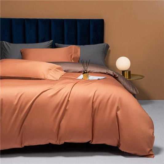 Egyptian Cotton Duvet Set | 78.8 or 86.6 in | Reversible Luxury Bedding | Soft Durable 3-Piece Cotton Comforter Cover | Brick by Brick
