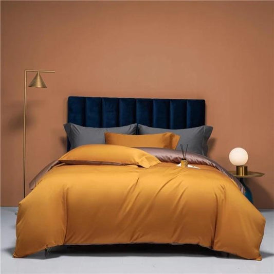 Egyptian Cotton Duvet Set | 78.8 or 86.6 in | Reversible Luxury Bedding | Soft Durable 3-Piece Cotton Comforter Cover | Brick by Brick