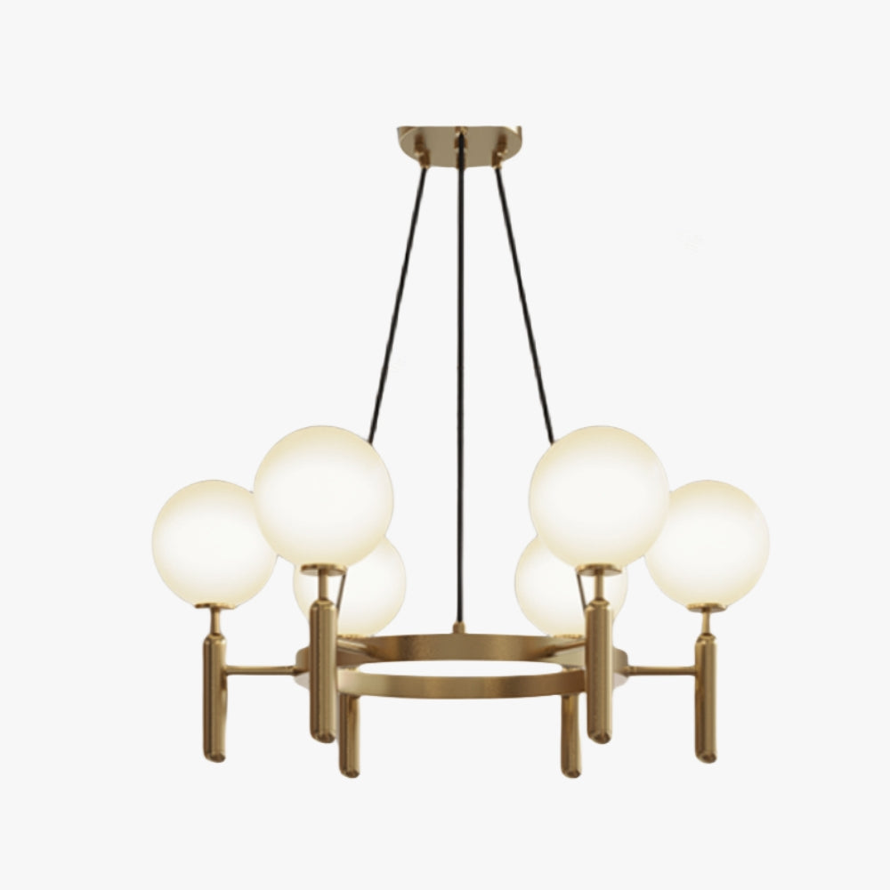 Ball Glass & Metal Pendant Light | Gold & White Finish | 6/8/10-Light Systems | Brick by Brick