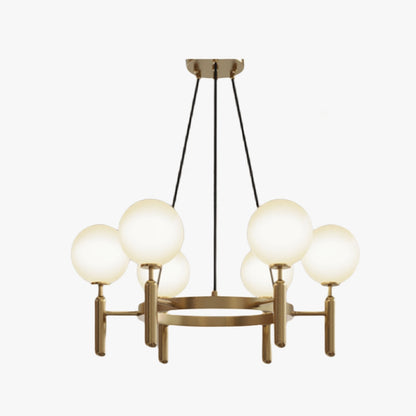 Ball Glass & Metal Pendant Light | Gold & White Finish | 6/8/10-Light Systems | Brick by Brick