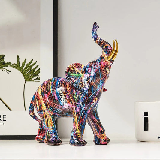 Graffiti Elephant Figurine | Colorful Modern Home Décor | Art-Inspired Accent | Brick by Brick