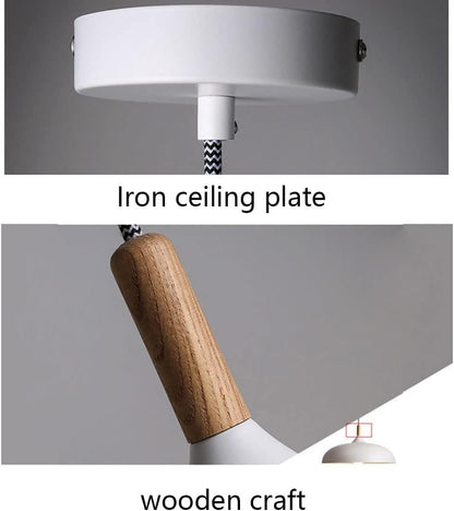 Scandinavian Pendant Light | Oak & Iron | Adjustable Height | E27 Bulb | Minimalist Nordic Design
