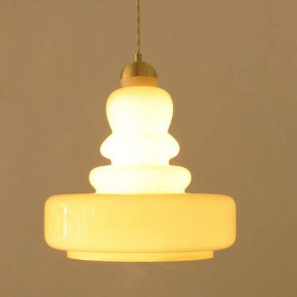 Candy French Glass Pendant Light | 11.8 x 47.2 in | Contemporary Beige Glass Shade | Adjustable Suspension Fixture | Brick by Brick