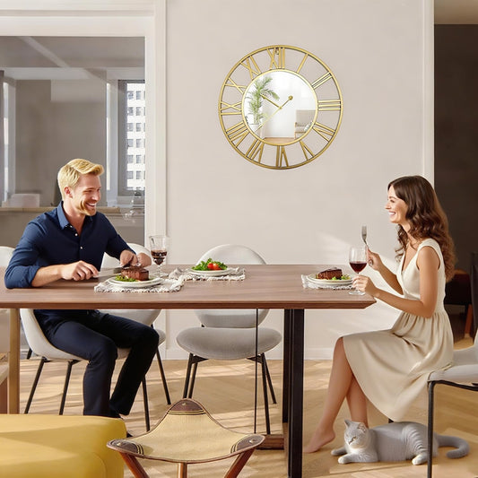 Large Mirror Wall Clock | Modern Silent Movement | Minimalistic Industrial Look | Brick by Brick