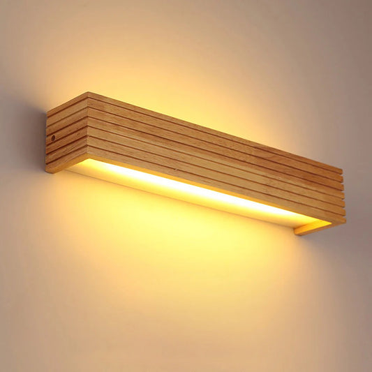 Wooden LED Wall Light | Acrylic Shade | Rustic Modern Design | 15–22in | Brick by Brick