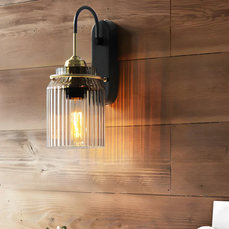 Industrial Wall Light | Glass Funnel Shade | Vintage Metal Design | 12in | Brick by Brick