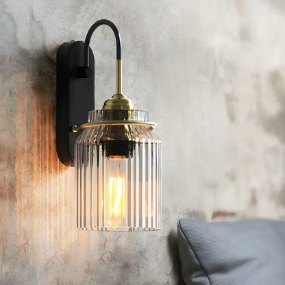 Industrial Wall Light | Glass Funnel Shade | Vintage Metal Design | 12in | Brick by Brick