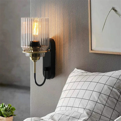 Industrial Wall Light | Glass Funnel Shade | Vintage Metal Design | 12in | Brick by Brick