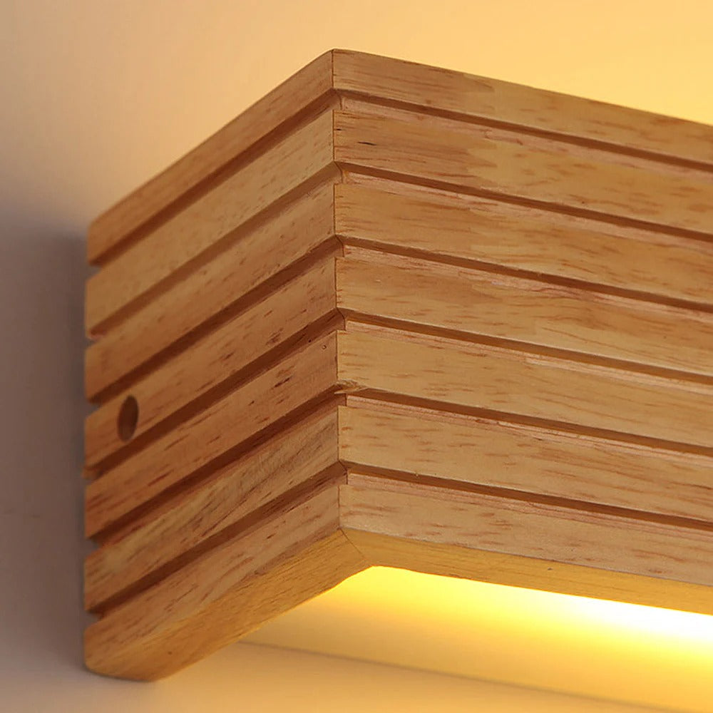Wooden LED Wall Light | Acrylic Shade | Rustic Modern Design | 15–22in | Brick by Brick