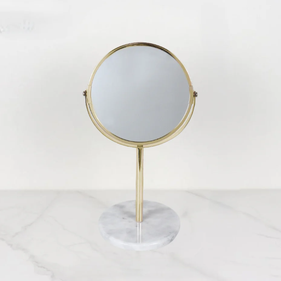 Standing Vanity Mirror | 5.9 x 13.4 in | Solid Marble Base | Rotating Metal Frame | Brick by Brick