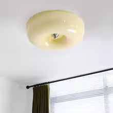 Cream Glass Flush Mount Ceiling Light | Dia12.6 - 15.8 x H3.9 in | LED | Dimmable | Multiple Sizes | Brick by Brick