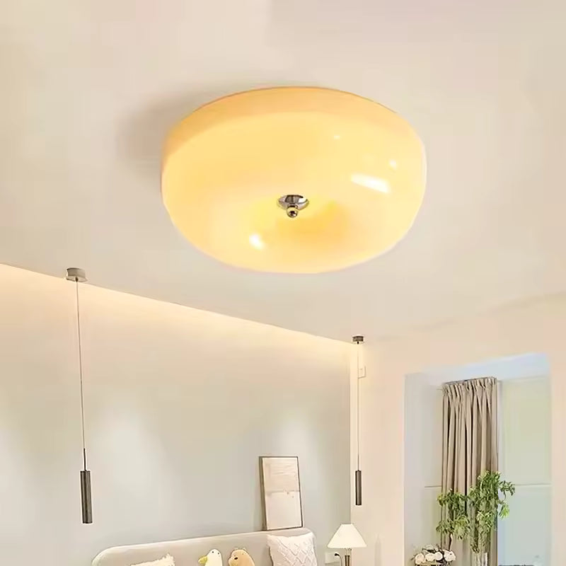 Cream Glass Flush Mount Ceiling Light | Dia12.6 - 15.8 x H3.9 in | LED | Dimmable | Multiple Sizes | Brick by Brick