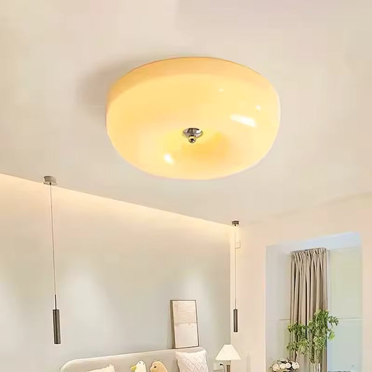 Cream Glass Flush Mount Ceiling Light | Dia12.6 - 15.8 x H3.9 in | LED | Dimmable | Multiple Sizes | Brick by Brick