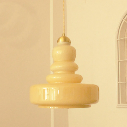 Candy French Glass Pendant Light | 11.8 x 47.2 in | Contemporary Beige Glass Shade | Adjustable Suspension Fixture | Brick by Brick