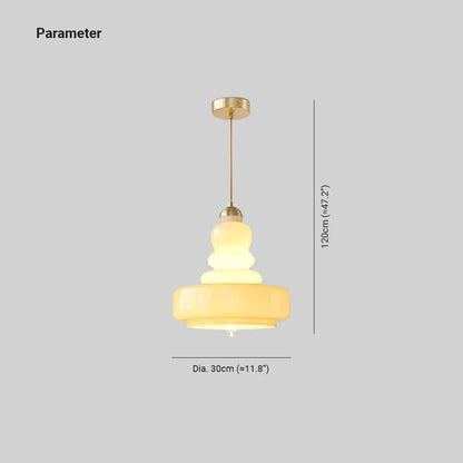 Candy French Glass Pendant Light | 11.8 x 47.2 in | Contemporary Beige Glass Shade | Adjustable Suspension Fixture | Brick by Brick